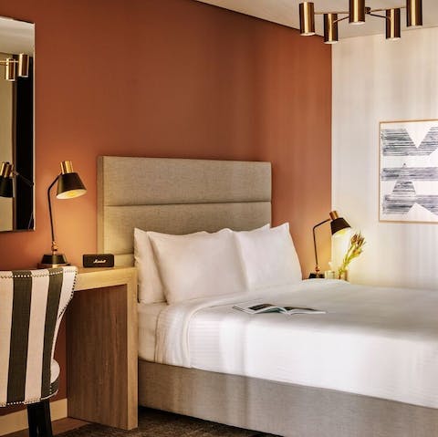 Relax and unwind in the soothing bedroom before a fantastic night's sleep