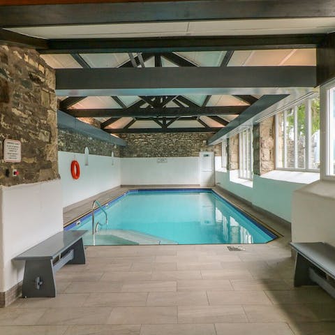 Take a dip in the heated communal swimming pool, a ten-minute drive away
