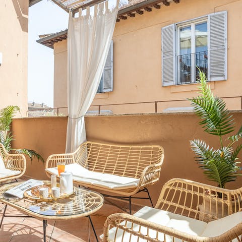 Wake up with a coffee on the second private terrace