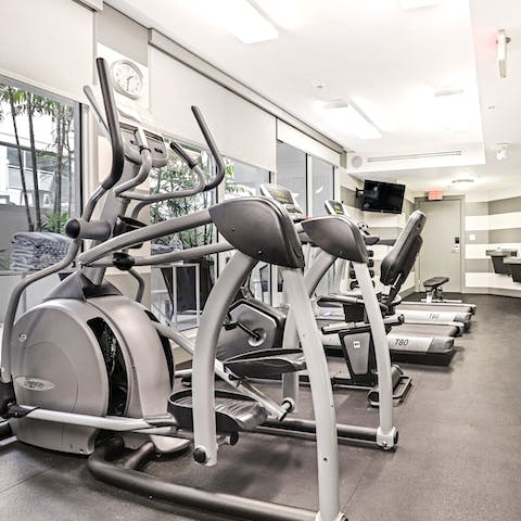 Keep up with your fitness routine in the on-site gym