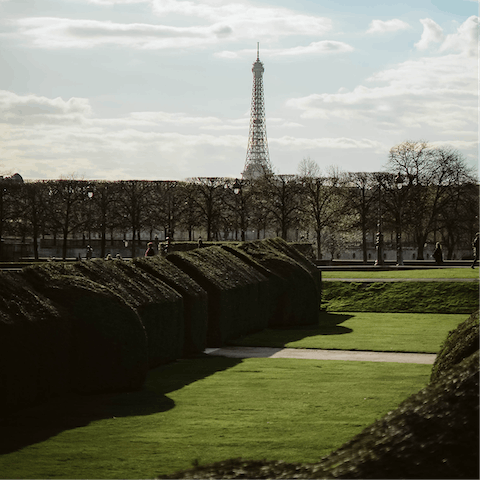 Have a stroll around the Tuileries Garden, under a one minute walk away