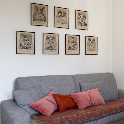 Relax on the comfortable sofa after busy day of exploring the city