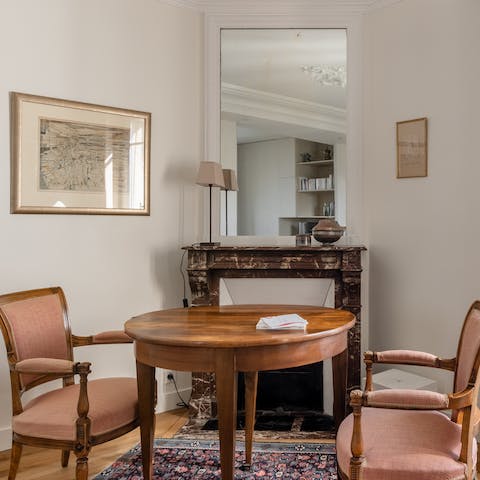Enjoy a home cooked meal in the living area paired with French wine