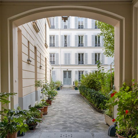 Feel like your on the set of a French film when stepping out into the beautiful courtyard everyday