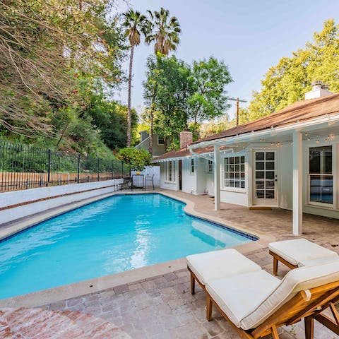 Cool off from the California sunshine in the shared pool