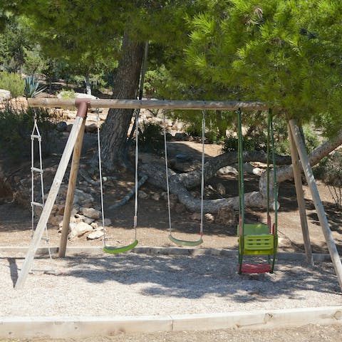 Keep the youngsters entertained at the garden swing set