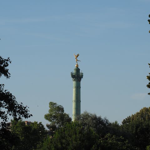 Make the two-minute walk to Place de Bastille