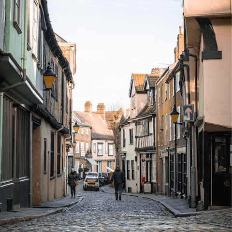 Explore Norwich – the UK's most complete medieval city – forty minutes away by car