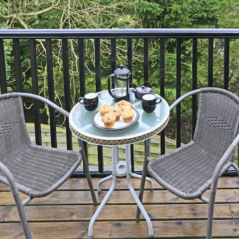 Enjoy sunny breakfasts on the private balcony