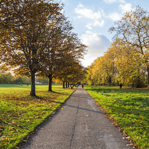 Explore the open green spaces of London's iconic Hyde Park and Kensington Gardens