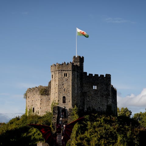 Stay in Cardiff, a twenty-two minute stroll from the beautiful Cardiff Castle