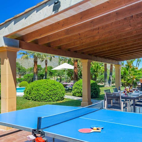 Play a game or two of table tennis as the tranquil garden wraps around you