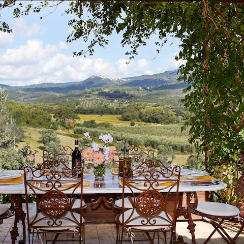 Serve up a delicious alfresco dinner and admire the stunning views