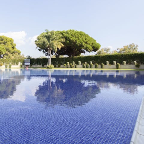 Cool off in the home's communal pool