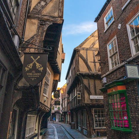 Take a wander along the timber-framed buildings of The Shambles, just eight minutes away on foot