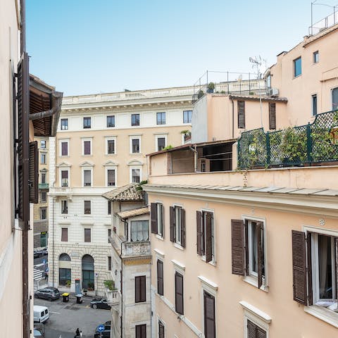 Look out over classically Roman buildings from your top-floor windows
