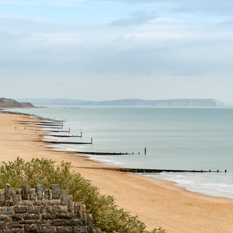 Drive seven minutes to the sandy expanse of Canford Cliffs Beach