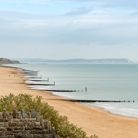 Drive seven minutes to the sandy expanse of Canford Cliffs Beach