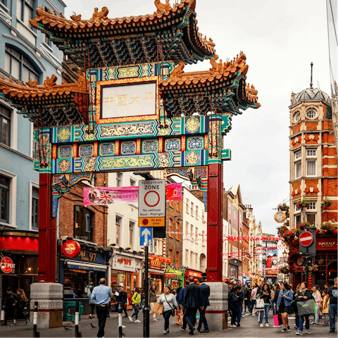 Pay a visit to one of Chinatown's many restaurants, only five minutes' walk away