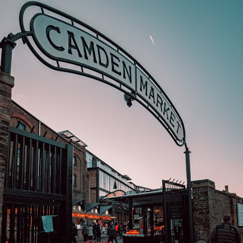 Indulge in local shopping and cuisine at the trendy Camden Market