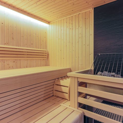 Unwind in the private sauna after a session on the slopes