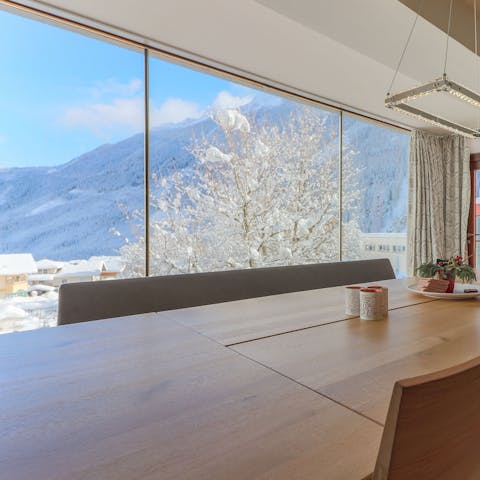 Take in the incredible mountain views from the dining table