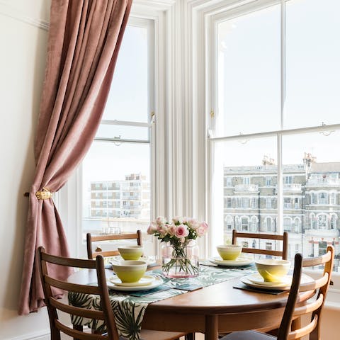 Start the day with breakfast by the bay window and look out to the sea