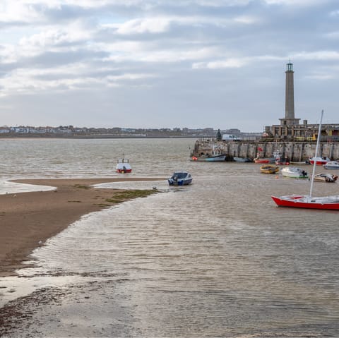 Go for a stroll along Margate's beach and harbour, just over ten minutes away on foot