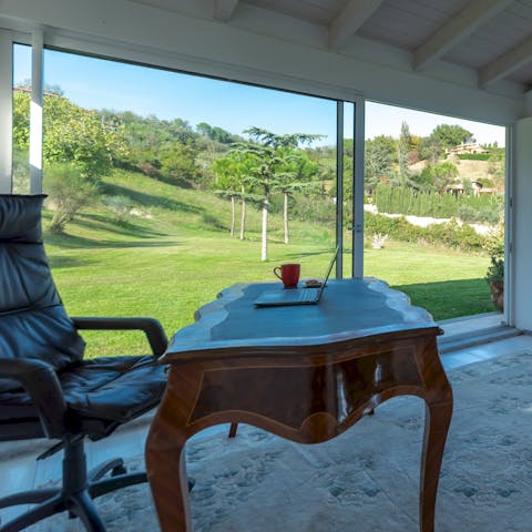 Add a little joy to your work with the garden views of this serene office space
