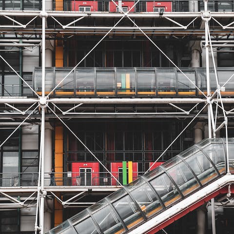 Explore different modern art movements at the Le Centre Pompidou, an eleven-minute walk away