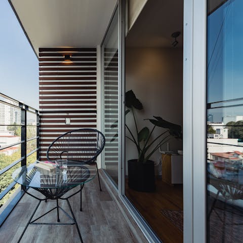 Enjoy your morning coffee on the balcony