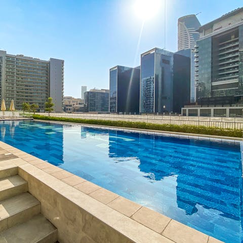 Go for a swim to cool off from the Dubai sun