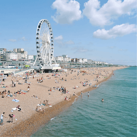 Follow the promenade to Brighton Beach, a twenty-minute walk away