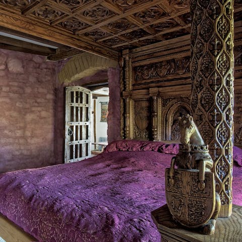 Sleep like royalty in one of the lavish antique beds