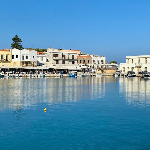 Drive fifteen minutes to Rethymno and explore the historic streets 