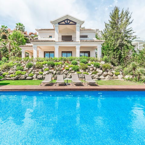 Relax by the pool on the sun loungers or go for a dip to escape from the Malaga heat
