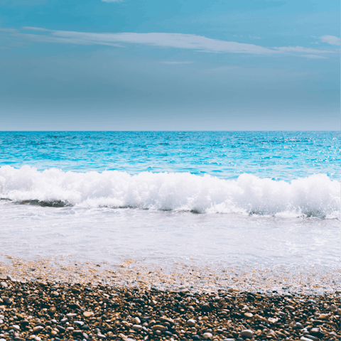 Hit the waves at Ialyssos Beach, just a few steps from the garden