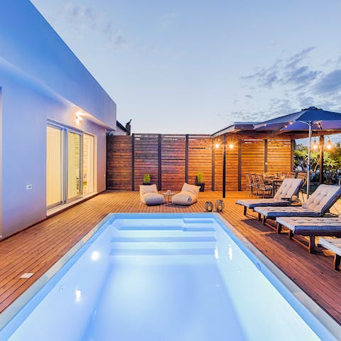 Cool off on hazy evenings with a dip in the private pool 