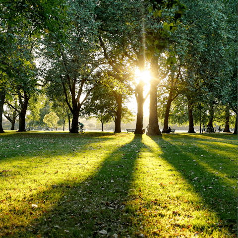 Stroll around the Serpentine in Hyde Park on a sunny day