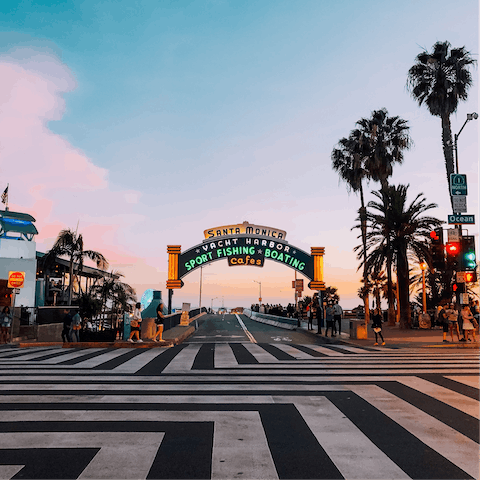 Take the fifteen-minute drive to the iconic Santa Monica Pier