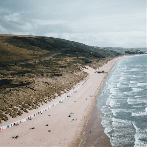 Drive ten minutes to the spectacular (and dog-friendly) Woolacombe Beach