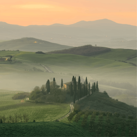 Stay in the Tuscan countryside, just a short drive from Volterra and San Gimignano