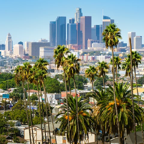 Drive just twenty minutes to bustling Downtown LA 