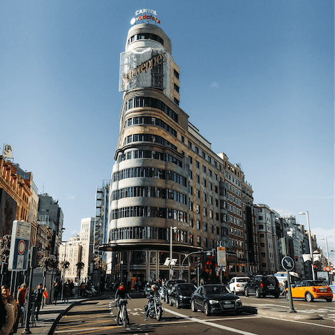 Make a beeline for Madrid's most famous shopping street – Gran Vía – thirty minutes away by Metro