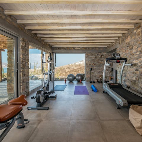 Work out in the home gym, with panoramic views