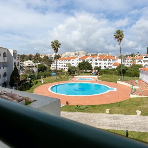 Make a beeline for the shared swimming pool on summer days