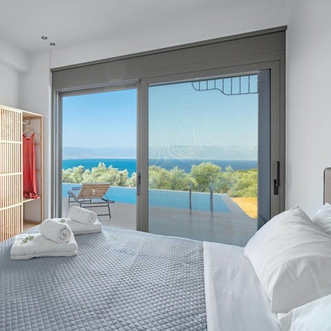 Enjoy a morning cuppa in bed as you drink in the sea views