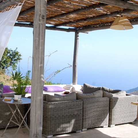 Lounge on the terrace with incredible views over the water