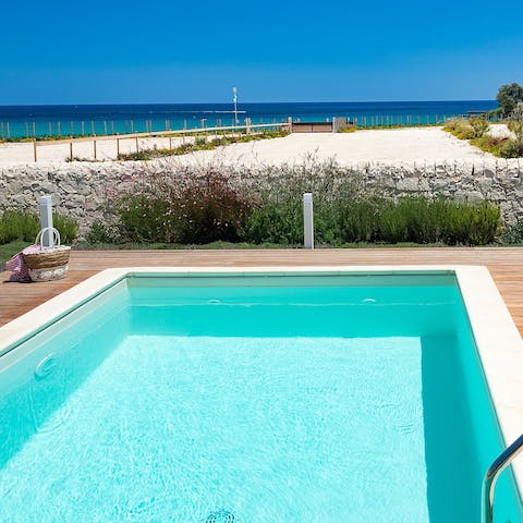 Cool off from the midday sun in the private pool
