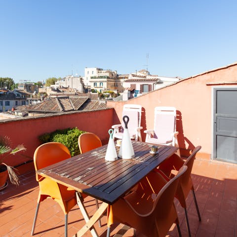 Sit down to an alfresco meal on the private rooftop terrace